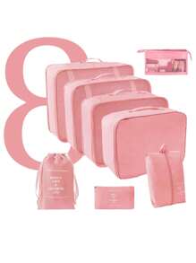 8pcs/Set Travel Organizer Set - Stackable Travel Storage Bags, Large Capacity Packing Cubes, Portable Dust-Proof Makeup Bags, Multipurpose Organizer Pouches, Suitable For Cosmetics, Toiletries, Electronics, Clothes, Jewelry, Makeup Tools And Stationery, Ideal For Travel, Home Organization, Gifts, Holidays - Multicolor - View 2