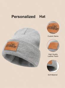 定制无檐便帽，个性化冬帽，皮革补丁针织帽，适合任何年龄段的冬季无檐便帽。涤纶定制无檐便帽，冬季