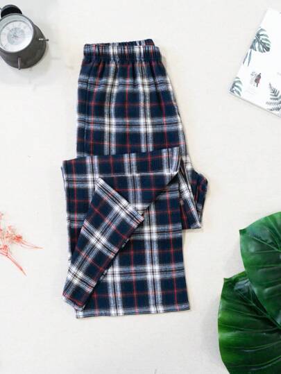 Women's Plaid Pattern Casual Loose Soft Pants For Home/Outdoor Wear, Fashion & Versatile, Spring/Autumn, Fall