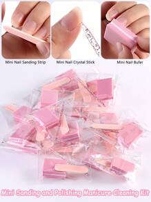 迷你美甲砂条清洁套装，10/20 件独立包装一次性指甲套装 - 迷你指甲锉，迷你指甲抛光机，美甲沙龙工作室用沙龙家用美甲棒 - 彩色 - 查看 1