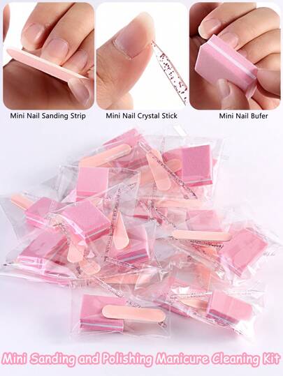 迷你美甲砂条清洁套装，10/20 件独立包装一次性指甲套装 - 迷你指甲锉，迷你指甲抛光机，美甲沙龙工作室用沙龙家用美甲棒