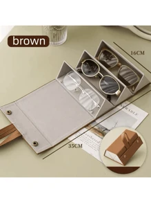 2/3/4/5/6 Slots Travel Glasses Case, Foldable Hanging Glasses Sunglasses Storage Rack Organizer, PU Leather Eyewear Holder Sunglasses Case Sunglasses Holder Sunglasses Organizer Sunglasses Storage Eyeglass Case Protective Case