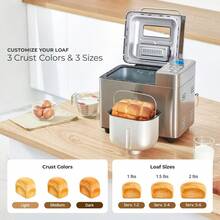 CUCKOO Máquina para hacer pan con 15 opciones de menú + 3 colores de corteza, máquina de pan de 2 libras con dispensador automático de frutas y nueces, incluye 6 accesorios, fabricante de pan ideal - 1 - Ver 2