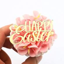 6 miếng trang trí bánh cupcake bằng gương vàng Acrylic Happy Easter dùng để trang trí bánh Phục sinh cho bữa tiệc - Vàng - Xem 5
