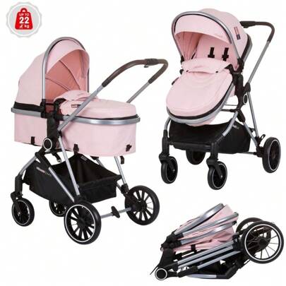  Carrinho conversível AURA Duo até 22 kg da Chipolino-Flamingo