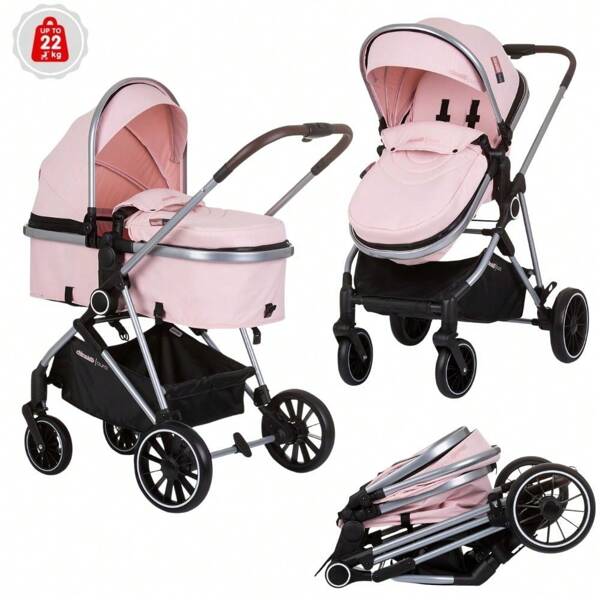 Chipolino Carrito de Bebé DUO AURA de Chipolino  FLAMINGO| Desde el nacimiento hasta 22 kg | Asiento convertible en capazo | Instalación en ambas direcciones | Respaldo ajustable y 3 posiciones de asiento | Arnés de 5 puntos con hombreras acolchadas | Toldo ajustable con visera solar | Manillar ergonómico | Plegado compacto con una mano | Ruedas con suspensión y desmontaje rápido | Cesta de almacenamiento amplia | Incluye cubrepiés y bolso mamá | Dimensiones abierto: 98 x 60 x 106 cm | Dimensiones plegado: 78 x 60 x 38 cm | Peso: 9 kg | Cumple con normativas europeas EN1888-1 y EN1888-2 | Entrega en 24/48 horas a España (Península).