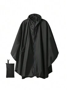 1 pièce Imperméable à capuche unisexe avec poche et sac de transport, coupe-pluie style poncho zippé léger, convient pour la randonnée et le camping