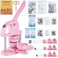 3-IN-1 Button Maker, 1/1.25/2.28 Inch(25/32/58mm) Pin Maker, Badge Punch Press Kit, Button Making Supplies, 300/500pcs Button Parts & Circle Cutter, Button Maker Machine With Panda Magic Book, Ergonomic Arc Handle Punch Press Kit, For Children DIY Gifts, Pink, Blue