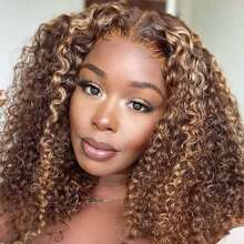 PANALA Wear And Go Affordable Glueless Ready To Wear Wig Human Hair Pre Plucked Precut, P4/27 Highlight Ombre Honey Blonde Curly Bob, 180% Density 5x5 Lace Closure Glueless Wigs With Natural Hairline For Women Christmas Gift Holiday Party - SP4/27 - Xem 2