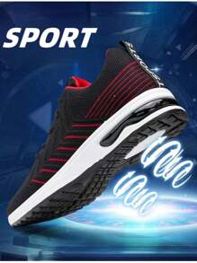 Men's Knitted Breathable Non-Slip Durable Fashion Casual Comfortable Lightweight Outdoor Running Sports Work Shoes (Pattern Random)