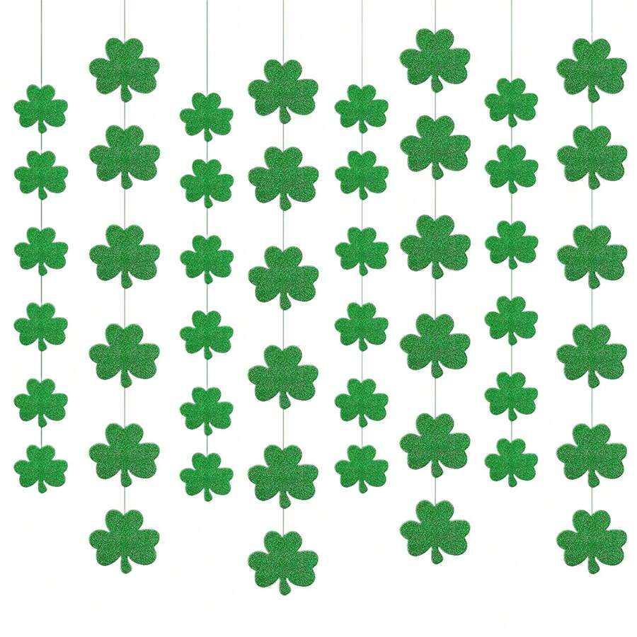 St. Patrick's Day Is Adorned With Glitter Pink Clover Hanging Skewers