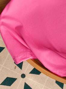 Girls' Cartoon Rabbit Print Round Neck Short Sleeve T-Shirt, Casual Tee For Spring & Summer - Hot Pink - View 5