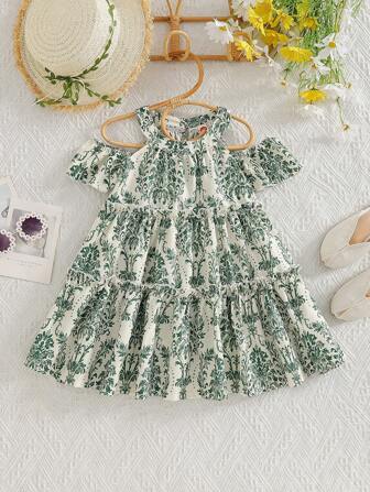 年轻女孩清新简约百搭吊带花卉印花连衣裙