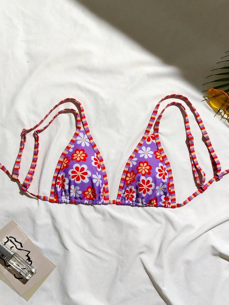 全新连体性感花卉印花比基尼上衣，女士沙滩装和泳池泳装，适合夏季度假