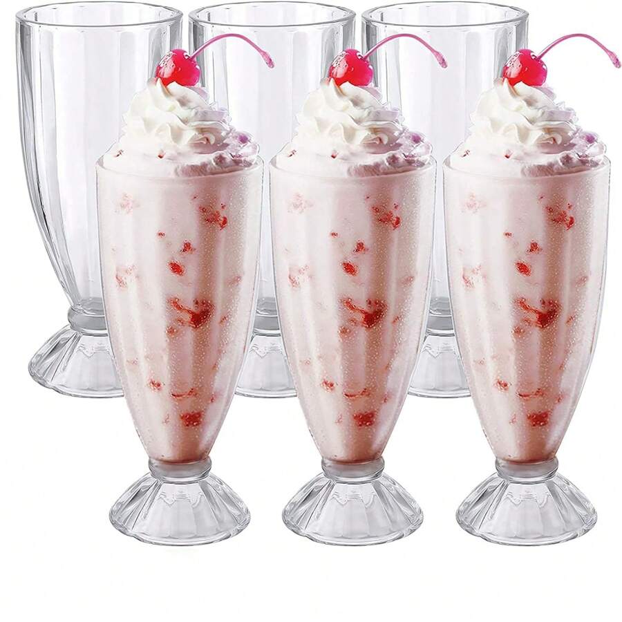 Milkshake Cup, Vintage Soda Cup, Classic Ice Cream Fountain Cup, Transparent, 12 Oz