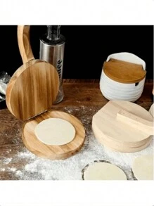 1 dụng cụ ép bột bằng gỗ có tay cầm, khuôn làm bánh hamburger chống dính, khuôn tạo hình bánh thịt cho nhà bếp - màu nâu - Xem 10