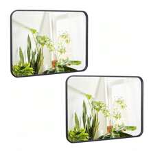 2PCS Rectangular Wall Mirror Vanity Mirror Bathroom Durable Metal Frame Home Dec