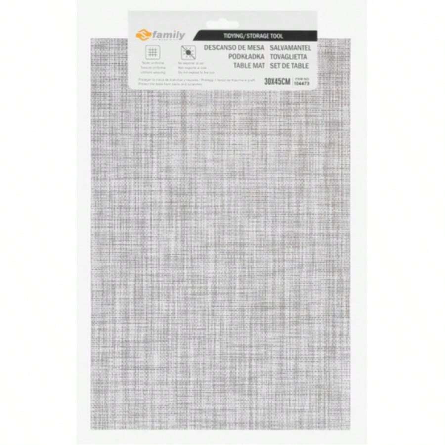 1 szt. 45*30 cm Podkładka odporna na ciepło, gruba, wodoodporna, antyoparzeniowa mata stołowa, hotelowa europejska kwadratowa tkana sztuczna lniana mata jadalna z PVC - Jasnoszary - Zobacz 1