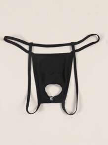 Ropa interior tipo tanga para hombres, fina, transpirable, con estampado de letras, con abertura y diseño sencillo
