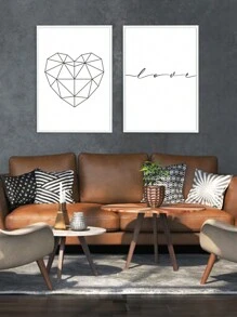 Kit 2 Decorative Love Heart Frames – Ideal For Living Room, Office, Entrance Hall, Bedroom And Modern Environments – Abstract Art For Elegant And Sophisticated Decoration - 白色 - 查看 4