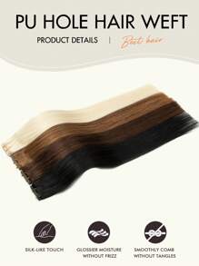 隐形孔 PU 发束真人发雷米发束人发颜色 60 铂金色直发人发束注射 PU 孔发束人发接发 - S60 - 查看 4