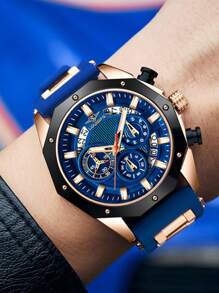 Relojes de moda para hombres, relojes deportivos de silicona, relojes de cuarzo con fecha, impermeables, relojes cronógrafo, regalos para hombres