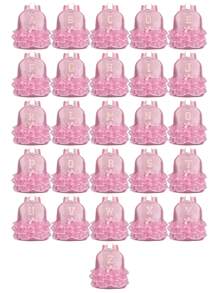 1pc Girls' Nylon Zipper A-Z 26 Letter Fashion Lace Dance Bag, Ballet Bag, Latin Dance Backpack, Suitable For Daily Use (Zipper Random) (DIY Letter Stickers) - Pink - View 3