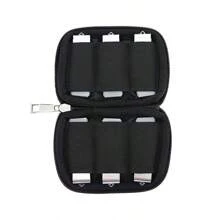 1 pieza Estuche organizador de unidades flash USB de poliéster con soporte - Bolsa de almacenamiento multicompartimento para memorias USB y accesorios electrónicos (6/10 celdas), con estilo bohemio - Negro - Ver 10