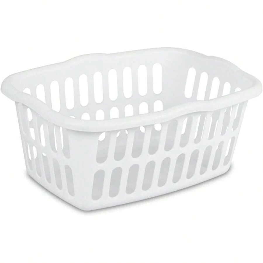 Set de 12 cestas de plástico para la ropa, cesta de 1.5 bushel, cesta de lavandería blanca, organizador de baño, cesta, cesta de almacenamiento, cesta de lavandería plegable - Blanco - Ver 1