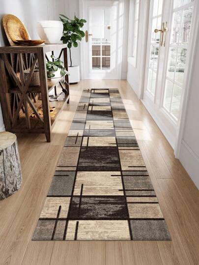 1pc 850g/㎡ Velvet Bohemian Style Long Runner Rug, Velvet Living Room Bedroom Rug, Luxurious Vintage Abstract Bedside Carpet, Anti-Slip Dirt-Resistant Easy Care Tea Table Mat