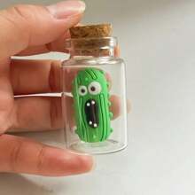 [Mini Screaming Pickle Decor] 1pc Miniature Screaming Pickle In Glass Jars - Handcrafted Multipurpose Hanging Decor - No Electricity Needed For Festive Home Decorations - Multicolor - View 8