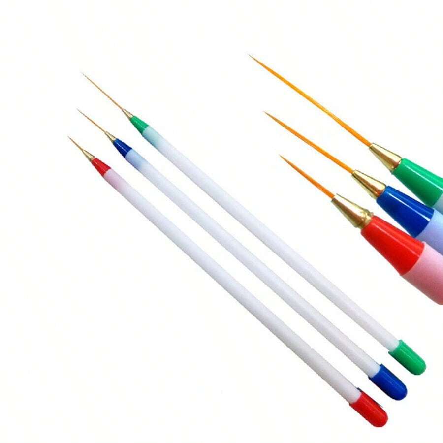 3 pezzi/set Pennelli per arte delle unghie, Set di 3 pennelli multiuso per arte delle unghie sottili, medi e spessi, per arte di unghie, disegno di fiori e bordatura