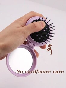 1 pezzo Pettine mini floreale esclusivo per matrimonio con 26 lettere, compatto e portatile, pettine mini con cuscinetto d aria pieghevole per massaggio, specchio incorporato, essenziale per viaggi e campeggio. Indispensabile per il ritorno a scuola e le vacanze - Viola - Visualizzare 4