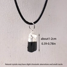 1PC Natural Crystal Black Tourmaline Raw Stone Unpolished Gem Pendant Necklace Quartz Jewelry For Man Gifts Fathers Dad Gift - Black Tourmaline Pendant - View 9