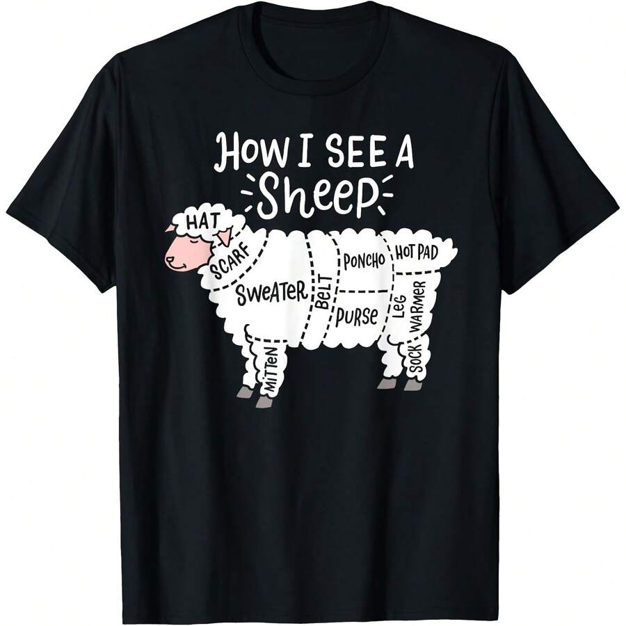 How I See A Sheep Cute Yarn Wool Sheep Knitter Knitting T-Shirt