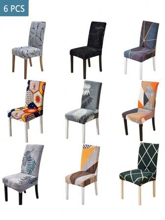1/4/6PCS Bohemian Style Printed Elastic Chair Cover,Living Room Dining Table Chair Protective Cover For Ramadan And Easter