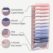 13-Tier Hanging File Organizer With Hooks Wall File Holder For Office  Home,Black