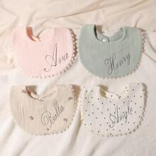 3 Stück/Set personalisierte bestickte Namen Baby Lätzchen, Sabberlatz, Baby Geschenke für Jungen und Mädchen, multifunktional, dekorativ, Buchstaben, stilvolle, moderne, farbige, süße, niedliche, lässige, individuelle, personalisierte, einzigartige, personalisierte Baby Lätzchen, gemütliche Kinder, schicke Herbst, Erinnerungsstücke