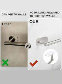 1 件免钻壁挂式毛巾杆、浴室毛巾架、浴室悬挂收纳架 - 彩色 - 查看 4