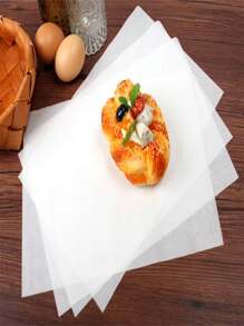 50pcs Baking Paper Sheets, Reusable Non-Stick Silicone Coated Oven Paper Liners For Baking, Grilling And Roasting - White - View 2