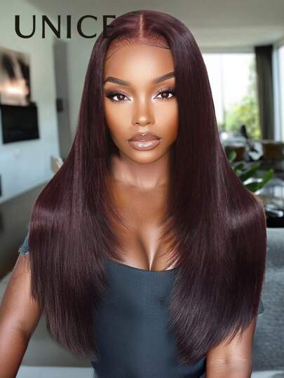 UNice Wigs 13x4 Pre-Everything™ Lace Frontal Black Cherry Layered Straight Wig Pre Cut Pre Bleached Pre Plucked Wigs For Women Unice Hair
