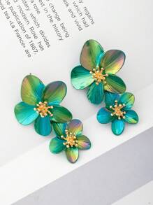 1 par de pendientes creativos y de moda con flores de colores múltiples para mujeres, regalo para amigas, mejor regalo de amiga