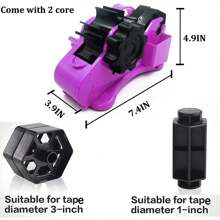 Purple Heat Tape Dispenser Sublimation - Multiple Roll Cut Heat Tape Dispenser 1" & 3" Core Double Reel Cores Sublimation For Heat Transfer Tape,Semi-Automatic Tape Dispenser With Compartment Slots - 紫色 - 查看 8