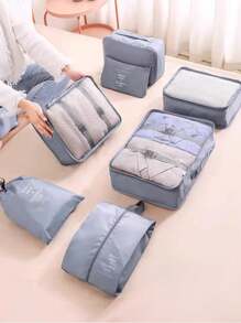 9pcs/1 Set Portable Travel Organizer Bags, Include Clothes/Cosmetic/Jewelry/Toiletry Storage Bags, Suitable For Business Trip, Vacation, Dorm, Bedroom Decor, Student/Teacher Clothing Storage, Essential Travel Accessories, Valentine's Day Gift,Boho Vibes - Multicolor - View 3