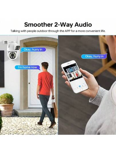 1pc 5G WIFI ,2MP+2MP Dual Len Wireless Outdoor Security Camera,Smart PTZ Home Surveillance Cameras 2.4/5Ghz Wifi,Indoor CCTV IP Cameras,Auto Tracking,Alarm Night Vision, Pan Tilt Rotation, Video Network Camera System Supports Two Way Audio view 7