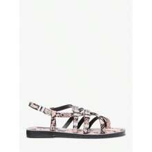 Michael Kors Darrington Snake Embossed Leather Sandal | Fall Fashion | Women Flat Sandals - Hoa hồng khói - Xem 3