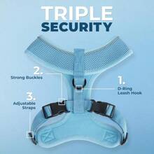 Aerolite - Arnés de malla para perro con cobertura de pecho ligera, suave, transpirable, costuras reflectantes y correas ajustables para caminar, correr, entrenar, resistente y duradero, color rojo, - Estilo 220 (Azul) - Ver 7
