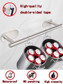 1 件免钻壁挂式毛巾杆、浴室毛巾架、浴室悬挂收纳架 - 彩色 - 查看 2