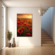 Poppies At Sunset Large Wooden Framed Wall Painting Artist Home Decoration Oil Painting - Bedroom, Bathroom, Living Room, Office, Kitchen, Christmas Gifts - 1 Piece