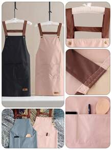 Waterproof And Oil Resistant Canvas Apron - Floral Design, Adjustable Waistband, Breathable Fabric, New Kitchen Home Cooking Oil And Stain Resistant Apron, Kitchen, Bathroom, Family, Household Products,Waterproof Oil Resistant Cooking Apron With Pockets - Adjustable And Multi-Purpose, Suitable For Coffee Bars And Restaurants